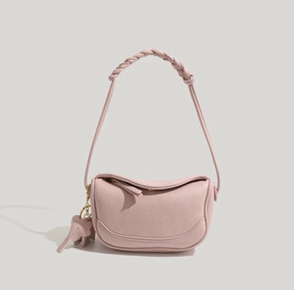 Popular pu leather one-shoulder cross-body dumpling bag (pink)