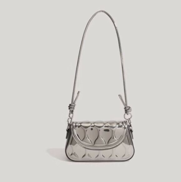 Popular high-end pu leather shoulder crossbody bag (silver)