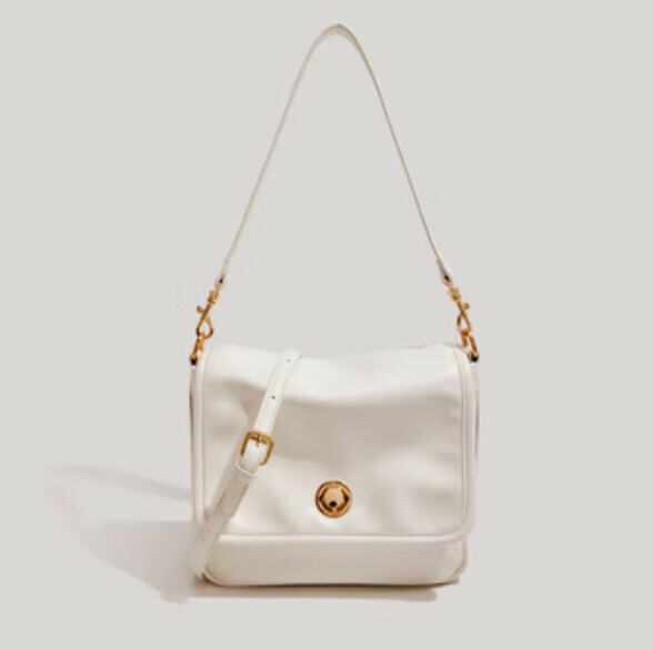 Popular pu leather versatile shoulder crossbody bag for commuting (white)