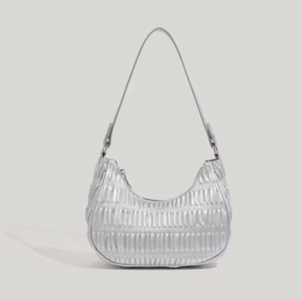 Popular high-end pu leather shoulder crossbody bag (silver)