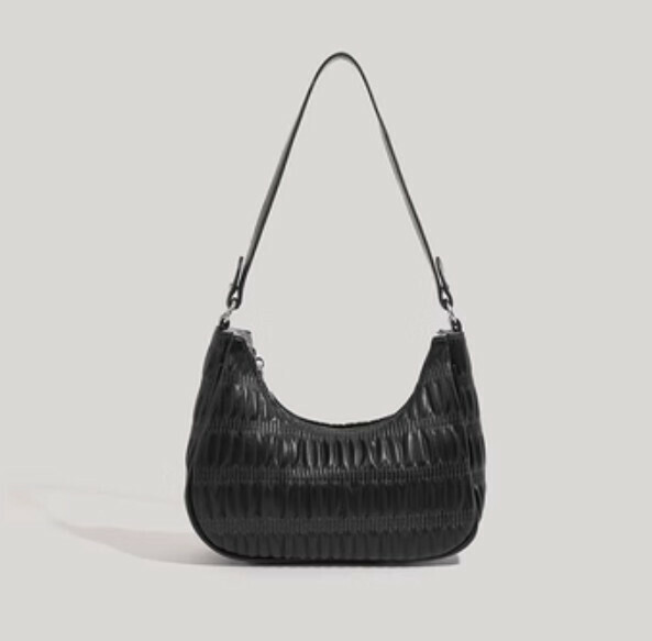 Popular high-end pu leather shoulder crossbody bag (black)