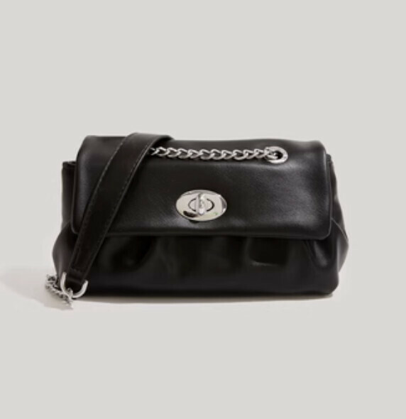 Popular pu leather shoulder crossbody chain bag (black)