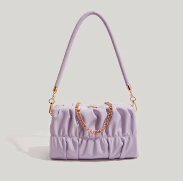 Popular pu leather pleated shoulder bag and crossbody bag (purple)