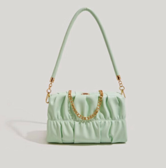 Popular pu leather pleated shoulder bag and crossbody bag (green)