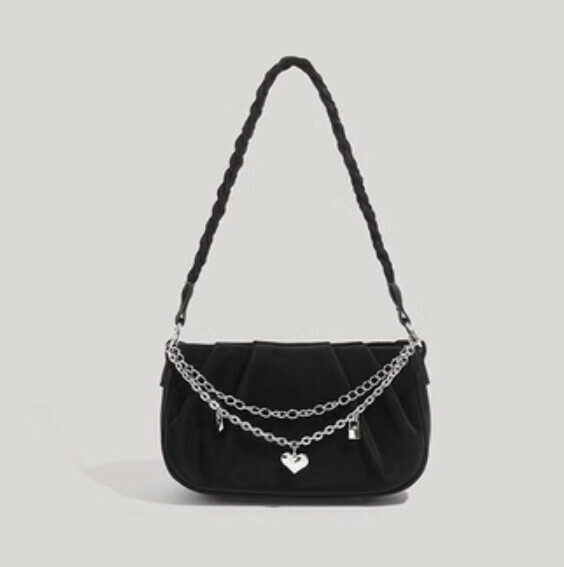Popular pu leather versatile shoulder crossbody armpit bag (black)