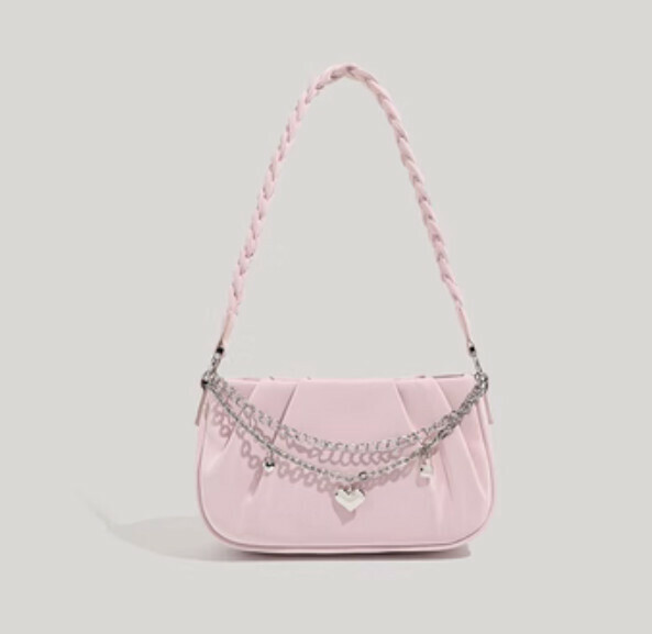 Popular pu leather versatile shoulder crossbody armpit bag (pink)