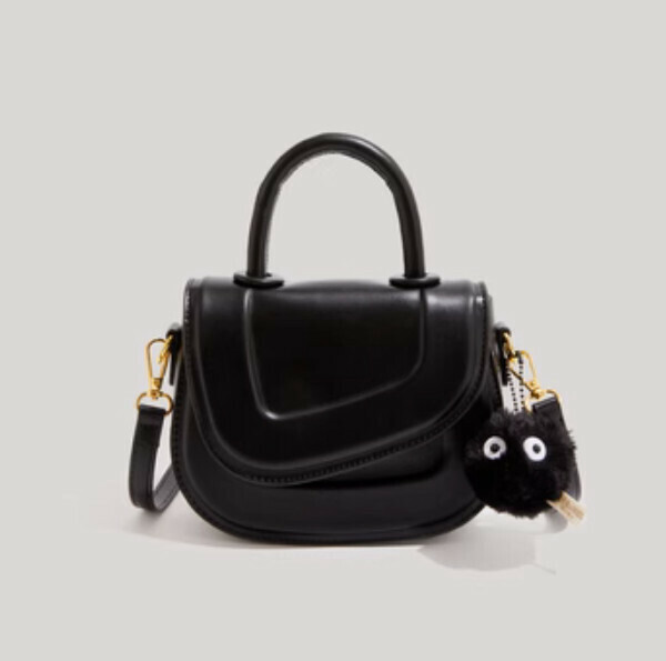 Popular pu leather portable shoulder crossbody saddle bag (black)