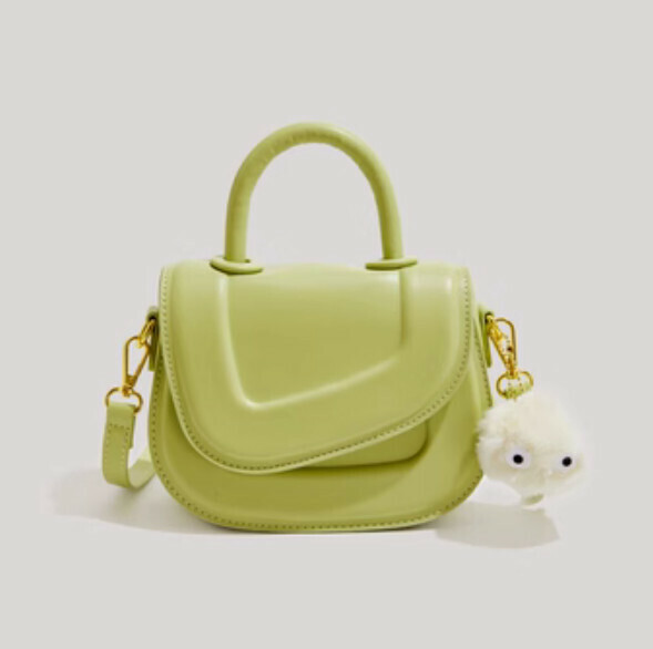 Popular pu leather portable shoulder crossbody saddle bag (green)