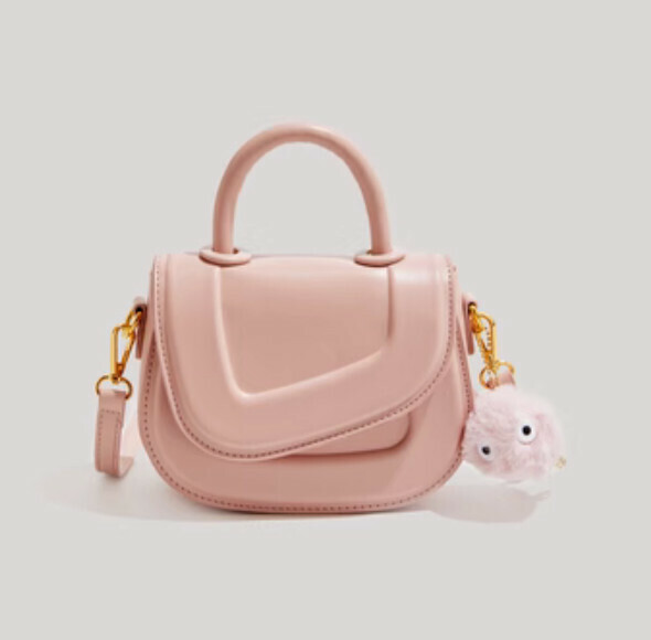 Popular pu leather portable shoulder crossbody saddle bag (pink)