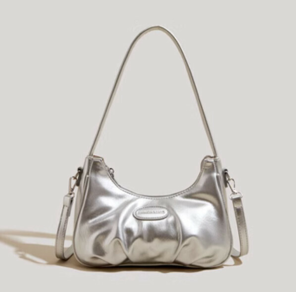 New high-end pu leather shoulder and armpit crossbody bag (silver)