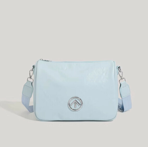 New large-capacity pu leather shoulder casual crossbody bag (light blue)
