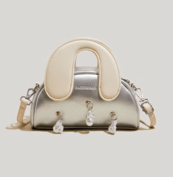 New pu leather color matching portable shoulder crossbody bag (white)