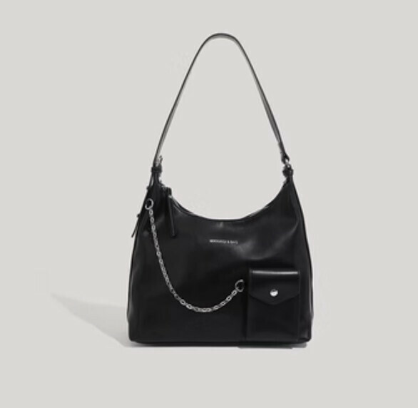 New large-capacity pu leather shoulder casual crossbody bag (black)
