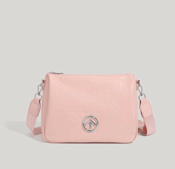 New large-capacity pu leather shoulder casual crossbody bag (pink)