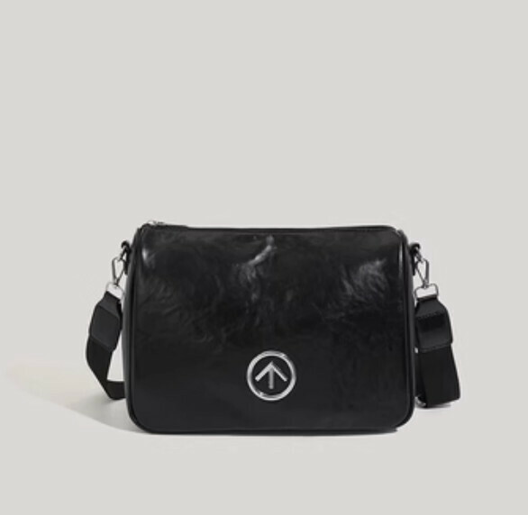 New large-capacity pu leather shoulder casual crossbody bag (black)