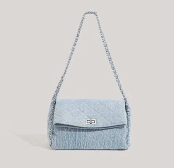 New Large Capacity Denim Shoulder Bag Crossbody Bag (Denim Blue)
