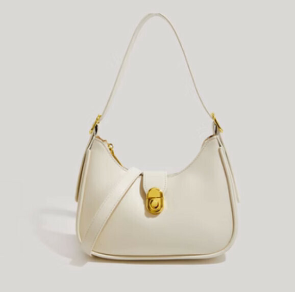 New style simple pu leather underarm shoulder crossbody bag (white)