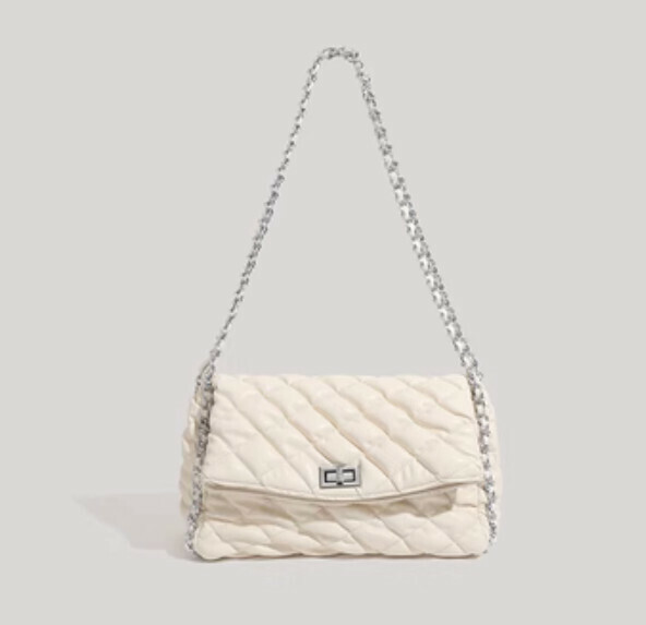 New Large Capacity Denim Shoulder Bag Crossbody Bag (White)