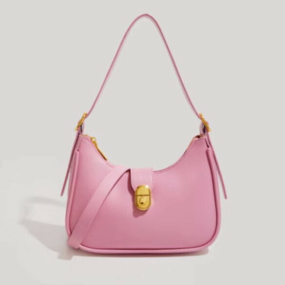 New style simple pu leather underarm shoulder crossbody bag (pink)