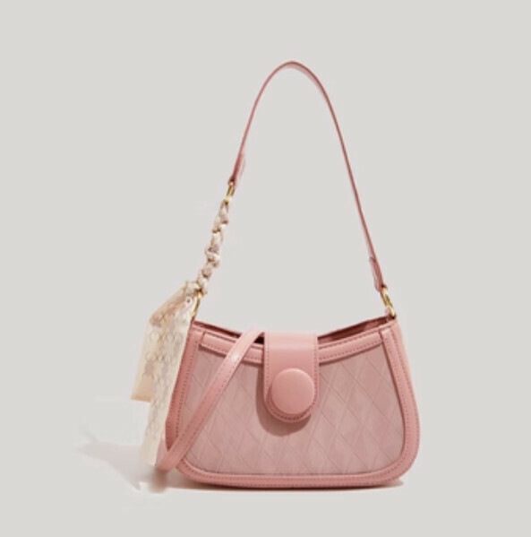 New high-end pu leather shoulder crossbody bag (pink)