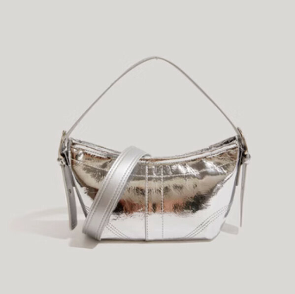 New high-end pu leather shoulder crossbody bag (silver)
