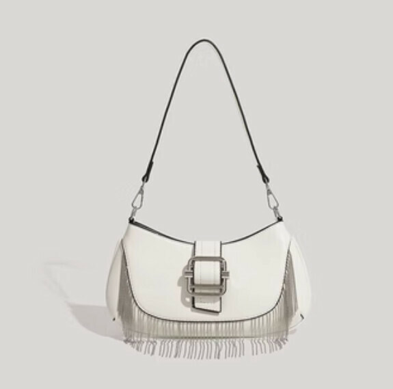 New high-end pu leather hand-held crossbody bag (white)