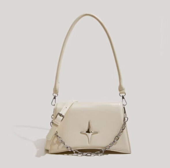 New pu leather chain shoulder underarm crossbody bag (white)