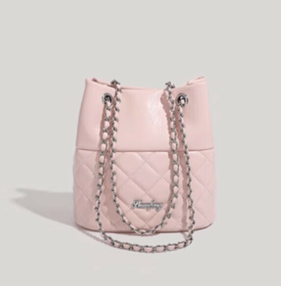 New pu leather rhombus chain crossbody bag (pink)