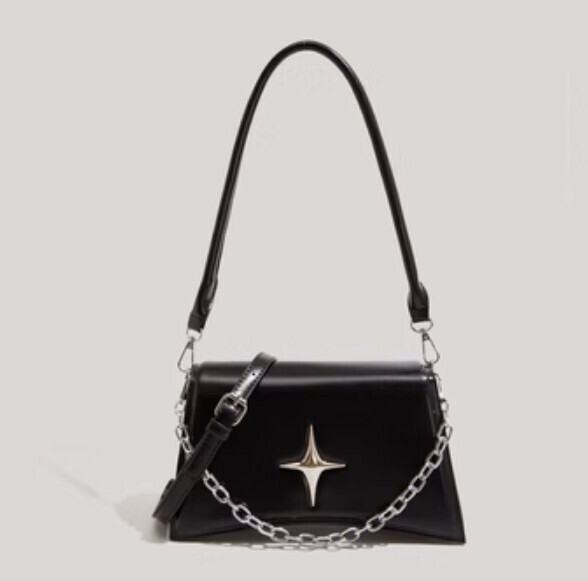 New pu leather chain shoulder armpit crossbody bag (black)