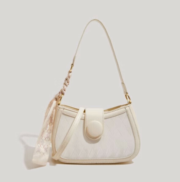 New high-end pu leather shoulder crossbody bag (off-white)