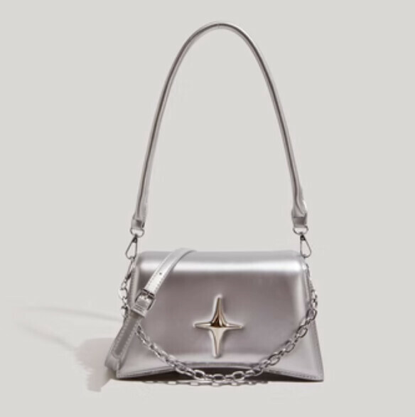 New pu leather chain shoulder armpit crossbody bag (silver)