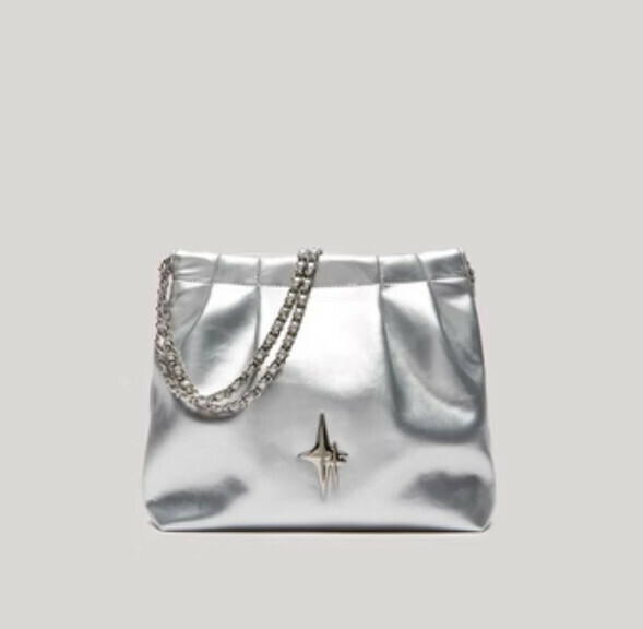 New pu leather large capacity shoulder casual crossbody bag (silver)