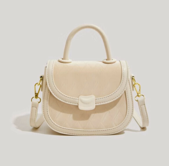 New pu leather portable shoulder crossbody saddle bag (off-white)