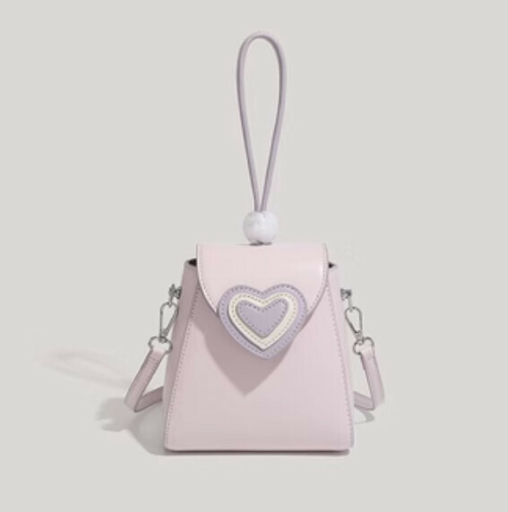 New pu leather love portable bucket crossbody bag (purple)
