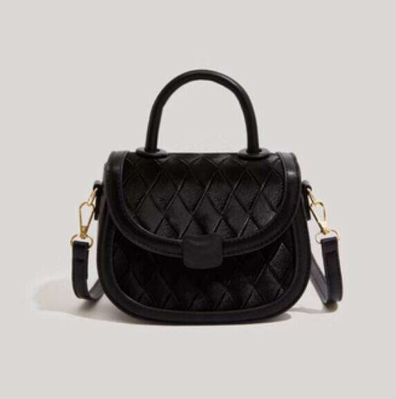 New pu leather portable shoulder crossbody saddle bag (black)