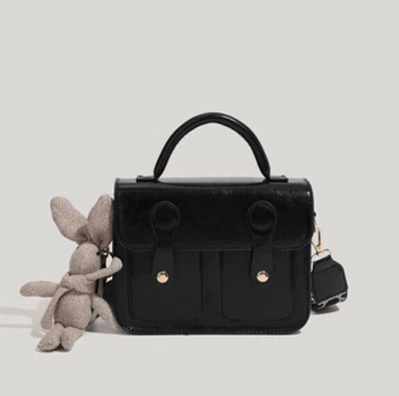 New pu leather commuter portable crossbody bag (black)