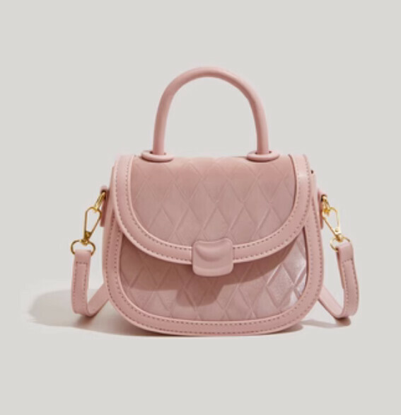 New pu leather portable shoulder crossbody saddle bag (pink)