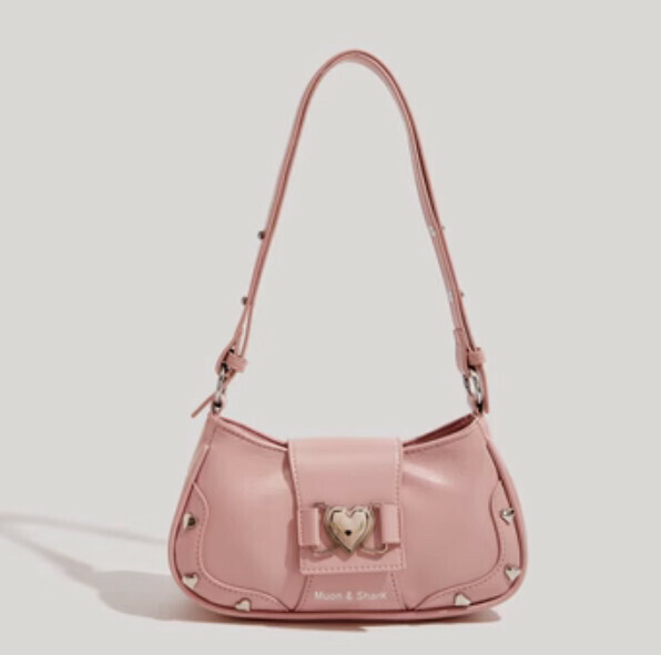 New pu leather love portable shoulder crossbody bag (pink)