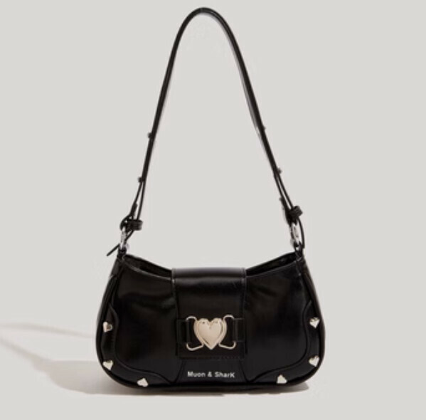 New pu leather love portable shoulder crossbody bag (black)