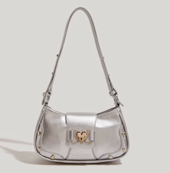 New pu leather love portable shoulder crossbody bag (silver)