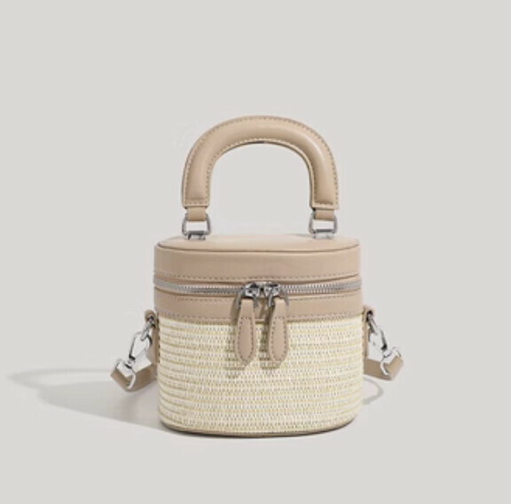 New style straw portable casual crossbody bag (khaki)