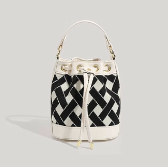 New diamond pattern bucket handbag (white)