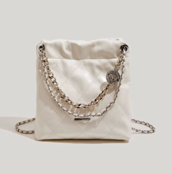 New pu leather large capacity chain shoulder crossbody bag (white)