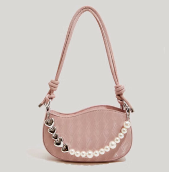 New Pearl Chain Shoulder Crossbody Bag (Pink)