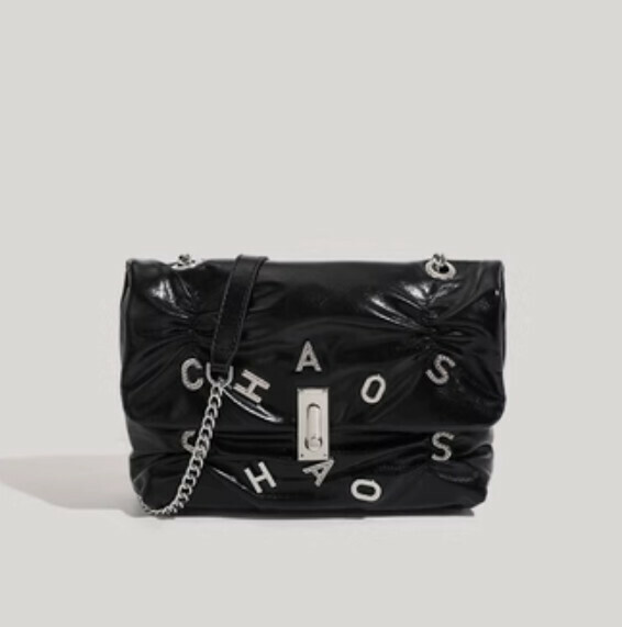 New pu leather chain shoulder crossbody bag (black)