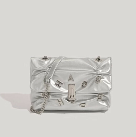 New pu leather chain shoulder crossbody bag (silver)