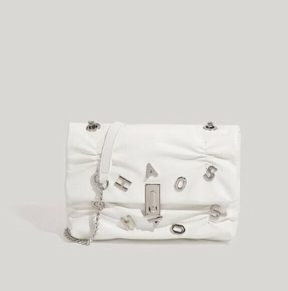 New pu leather chain shoulder crossbody bag (white)
