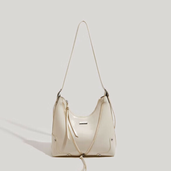 New pu leather retro commuter shoulder bag handbag (off-white)