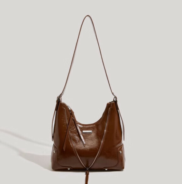 New pu leather retro commuter shoulder bag handbag (brown)