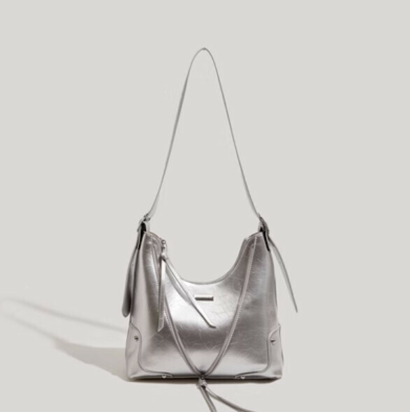 New pu leather retro commuter shoulder bag handbag (silver)